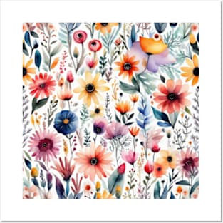 Colorful flowers pattern Posters and Art